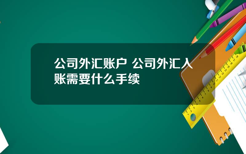 公司外汇账户 公司外汇入账需要什么手续